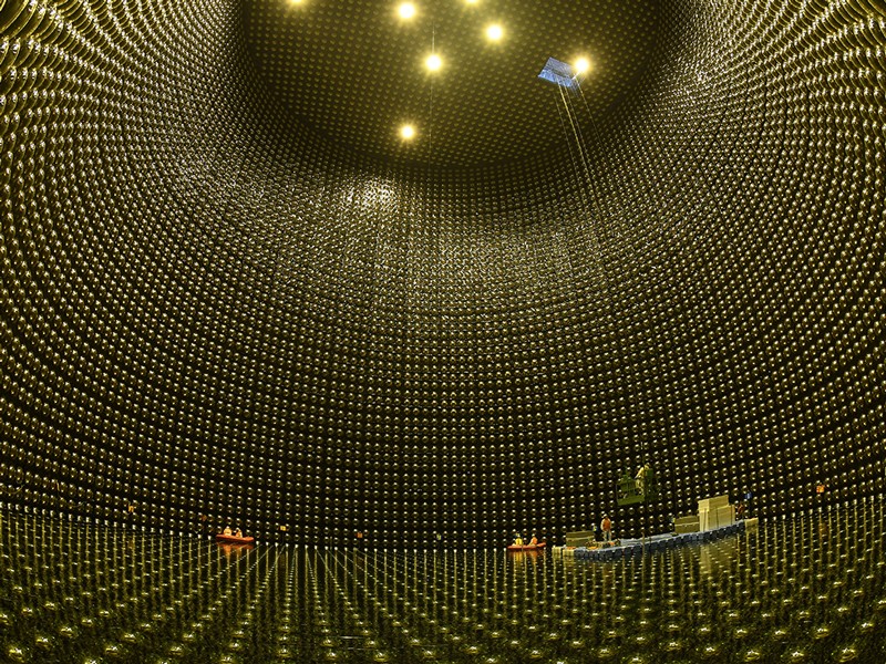 Inside of the Super-Kamiokande detector.