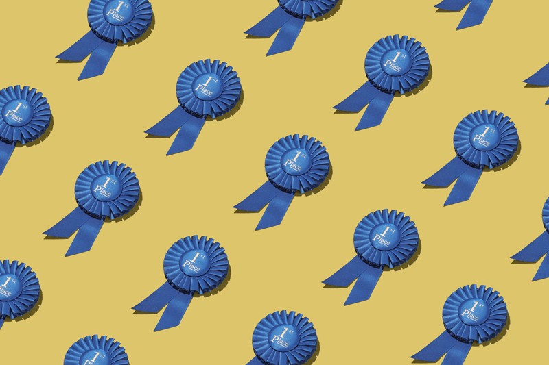 Geometric pattern of first place rosettes