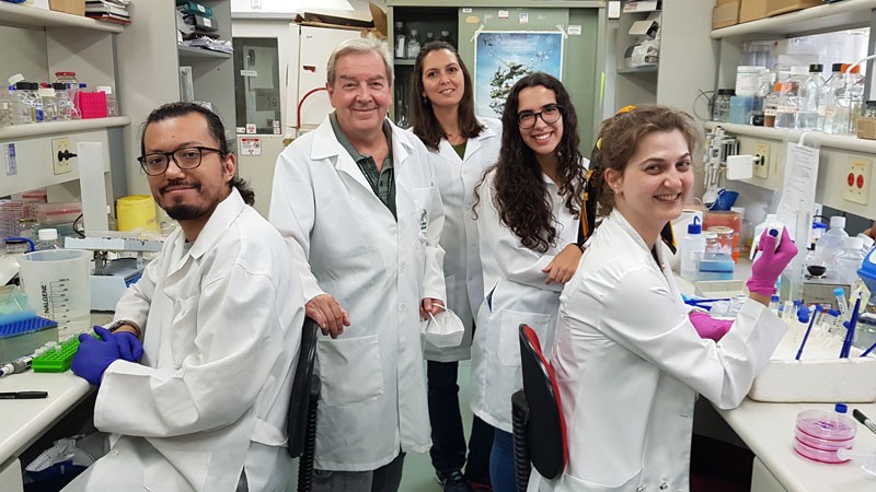 Carlos Menck with his colleagues and students in the lab