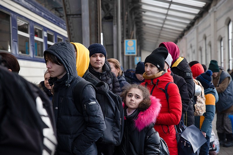 Lviv, the largest city in western Ukraine, has now become a transit hub for women and children fleeing to Europe via train.