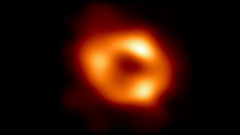 This is the first image of Sgr A, the supermassive black hole at the centre of our galaxy.