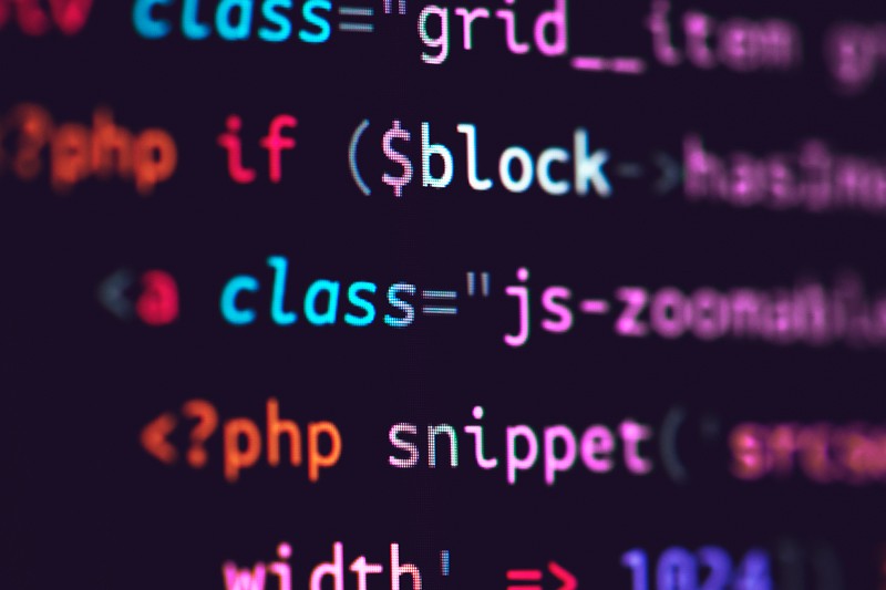Close up of multi-coloured code on a computer screen