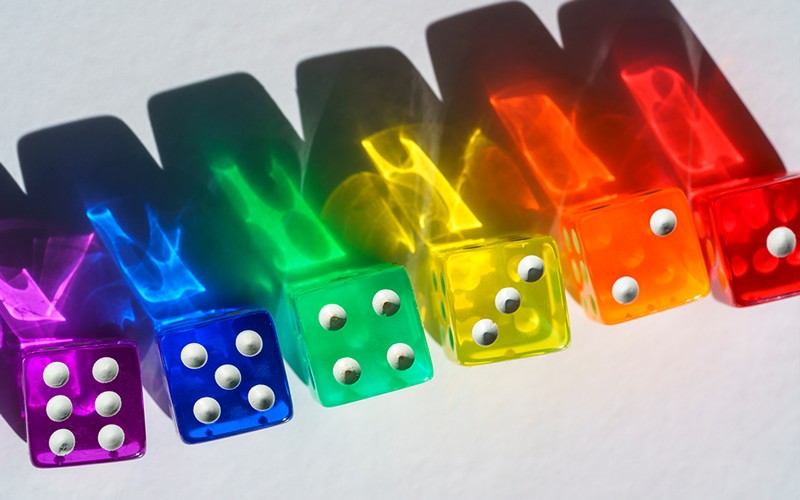 Some 6 Sided Role Playing Game Dices On White Background.
