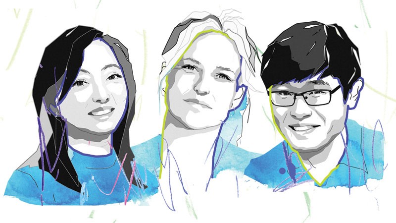 Illustrated portraits of Shirley Meng, Anne Lyck Smitshuysen and Ying Chuan Tan