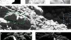 The Philae lander reveals low-strength primitive ice inside cometary boulders