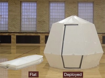 Large-scale Origami Locks Into Place Under Pressure