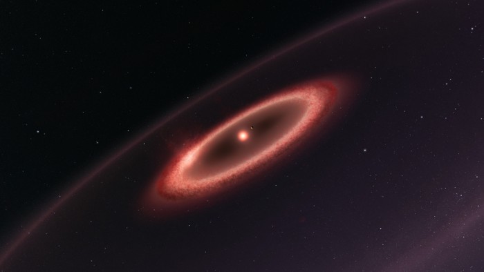 An artist’s impression of the dust belt spotted encircling the star Proxima Centauri.