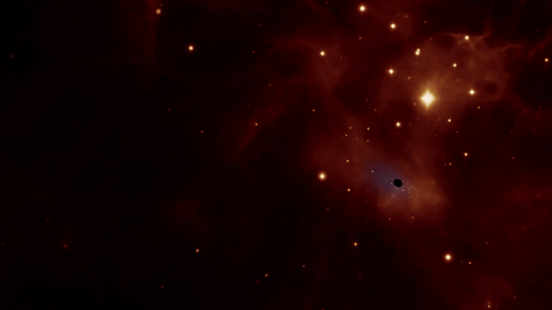 A star emits a burst of light as it is consumed by an enormous black hole (artist’s impression).