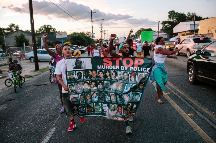 Demonstrators protest gun violence in Baton Rouge, Louisiana in 2016.
