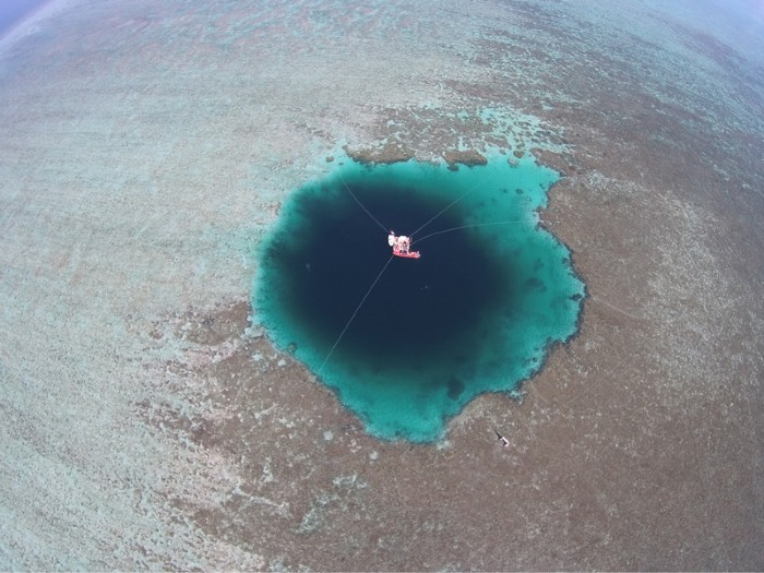 Aerial photo of the Yongle Blue Hole (YBH) in the South China Sea.