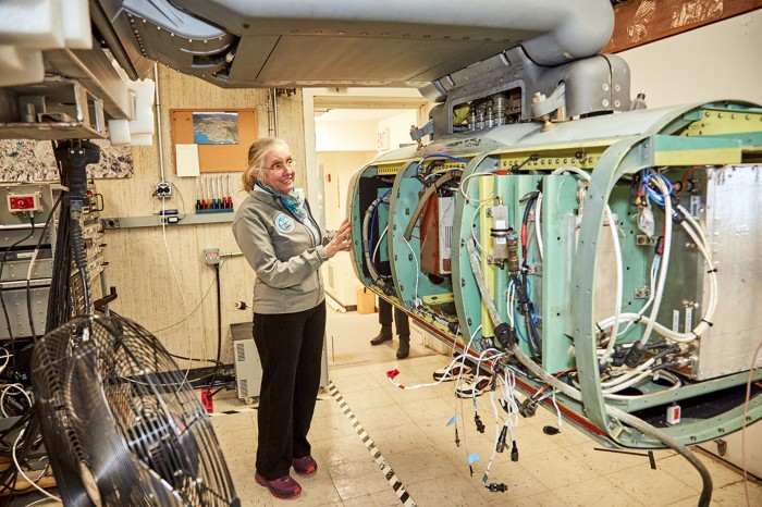Robin Bell with the IcePod at her offices at Lamont Observatory.