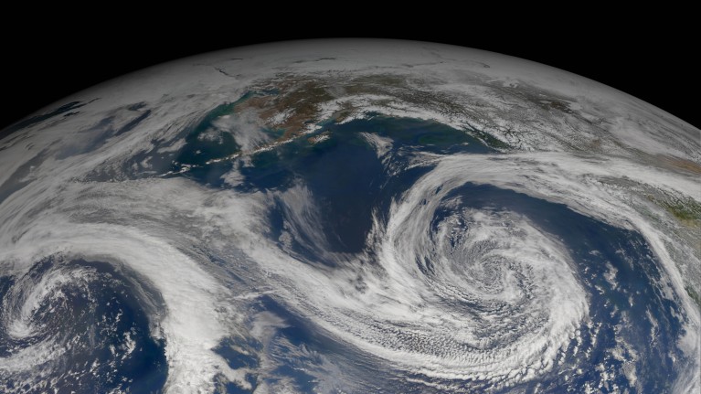 As the climate changes, storms such as this one in the Gulf of Alaska will meander poleward.