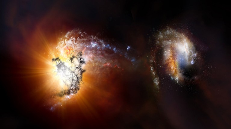 Two starburst galaxies caught in the midst of merging.