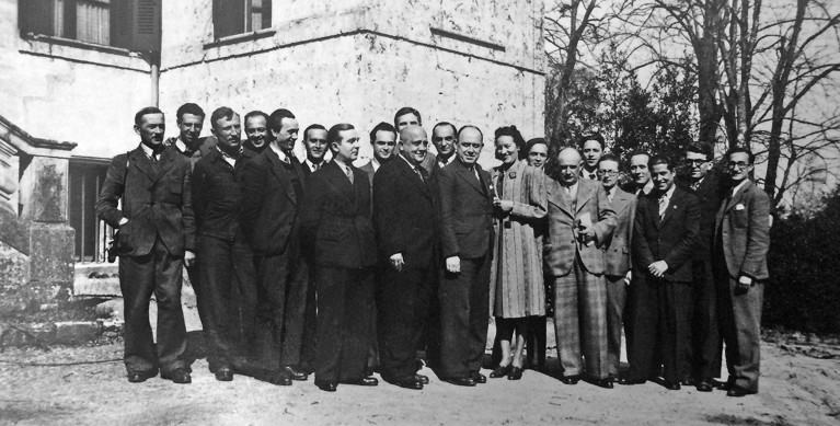 Polish cryptographers working in exile in southern France pose for a team photo in 1941