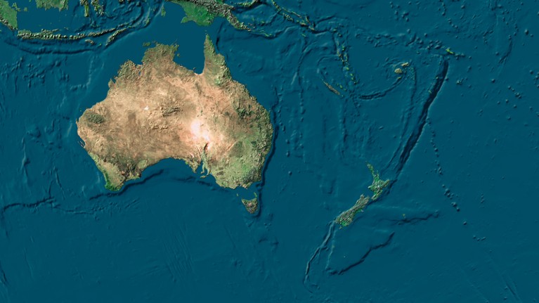 Satellite image of Australia and New Zealand