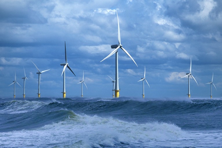 Wind farm in rough seas