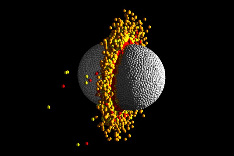 Simulation of a collision between two exoplanets