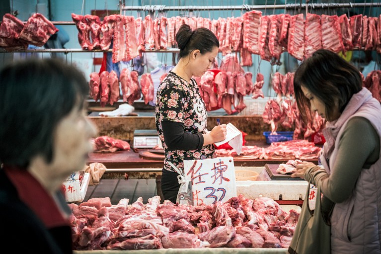 Meat market in Hong Kong
