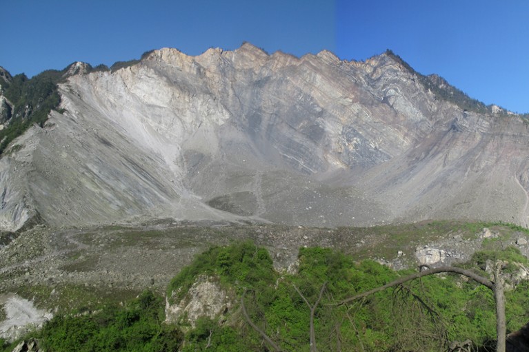Head scarp of Daguangbao landslide