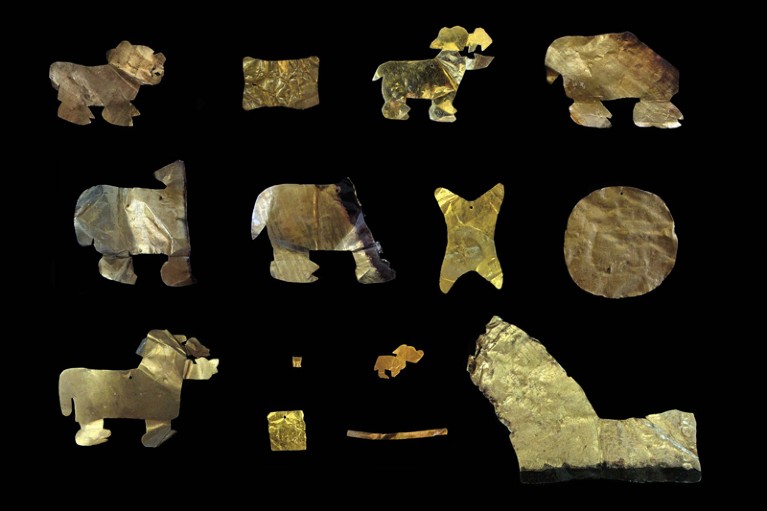 Gold artefacts recovered from Tiwanaku contexts at Khoa