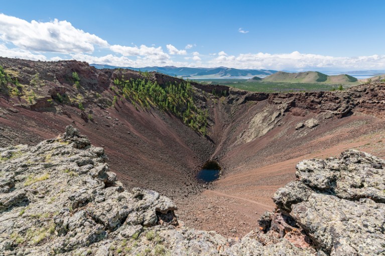 The Khorgo volcano crater in the Tariat district of Mongolia