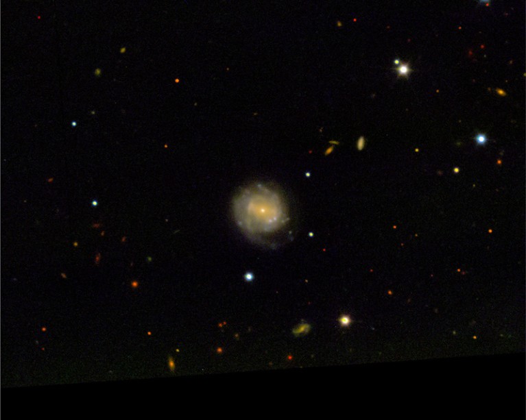 An image of supernova explosion AT2018cow and its host galaxy, CGCG 137-068.