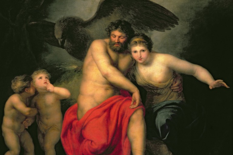 The painting 'Zeus and Hera on Mount Ida, 1775, Lens, Andreas or Andries (1739-1822).