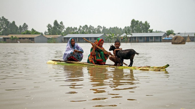 Bangladeshi flood victims in Gaibandha on August 16, 2017.