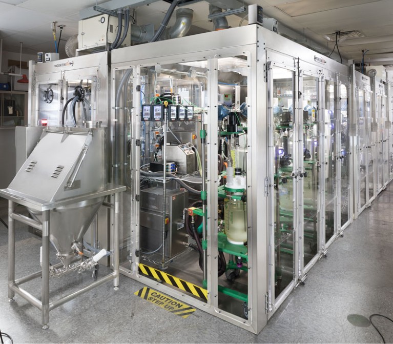 Integrated Continuous Manufacturing (ICM) assembly line for pharmaceuticals.