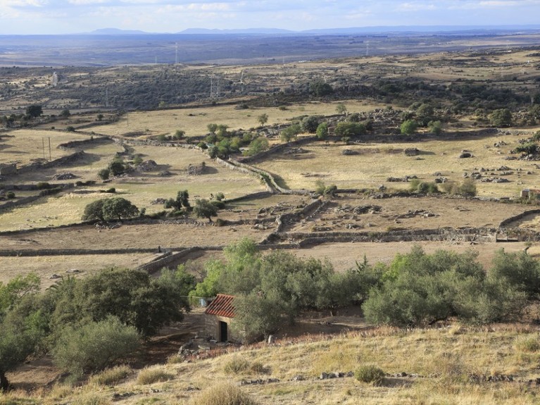 View over countryside from historic medieval town of Trujillo, Caceres province, Extremadura, Spain.