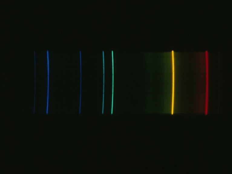 Emission spectrum of helium.