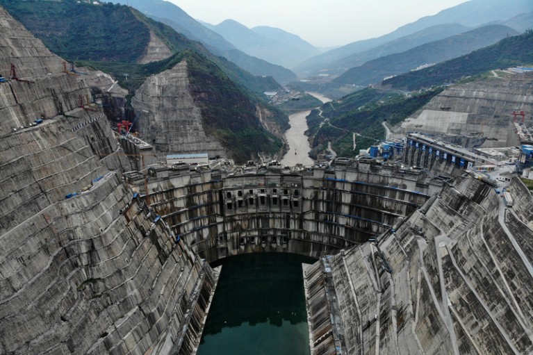Aerial view of Baihetan hydropower station, China