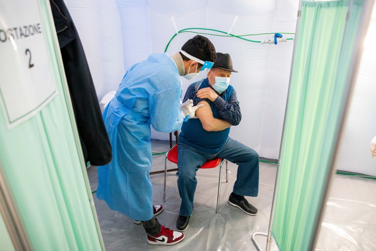 Man getting a flu vaccination.