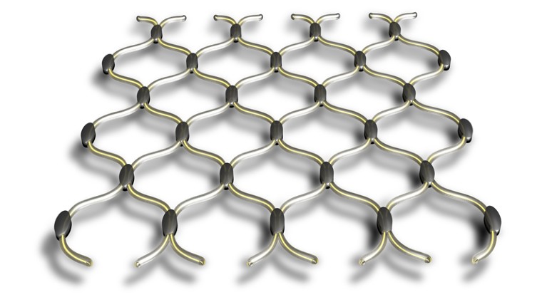 A metallic lattice illustration.
