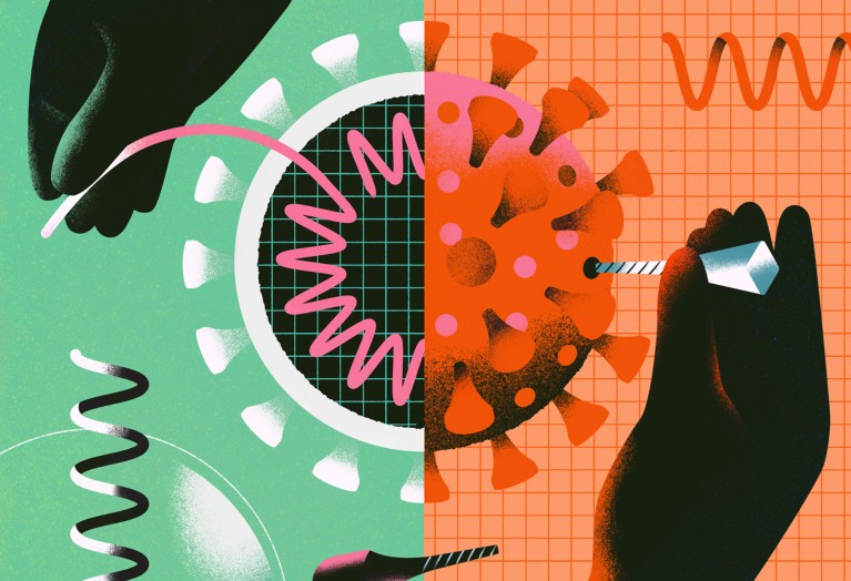 Conceptual illustration showing a virus being edited.