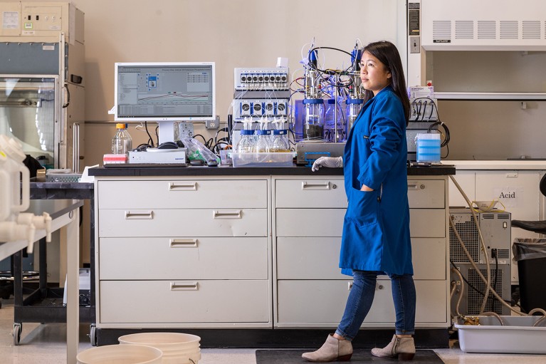Tammy Hsu, chief scientific officer of Huue, in her laboratory to develop natural denim dyes.