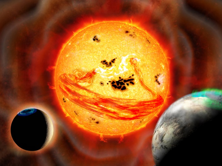 Artist’s impression of a supermassive filament released by a superflare on EK Draconis