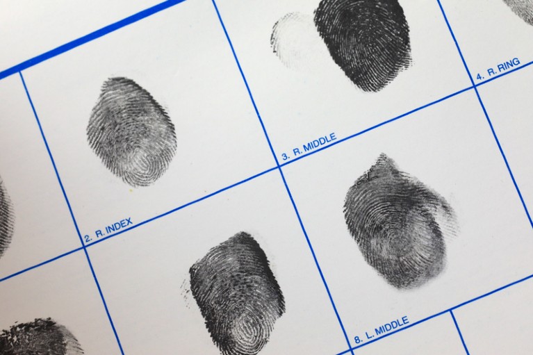 Fingerprints on an identification form