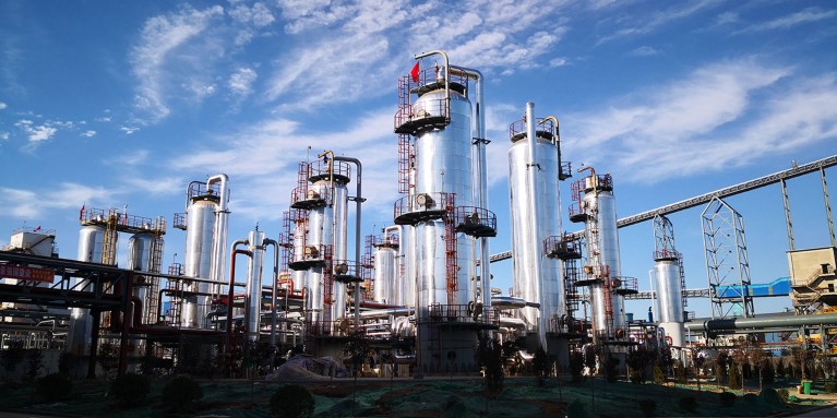 View of the Carbon Recycling International CO2-to-methanol plant in Anyang, China.