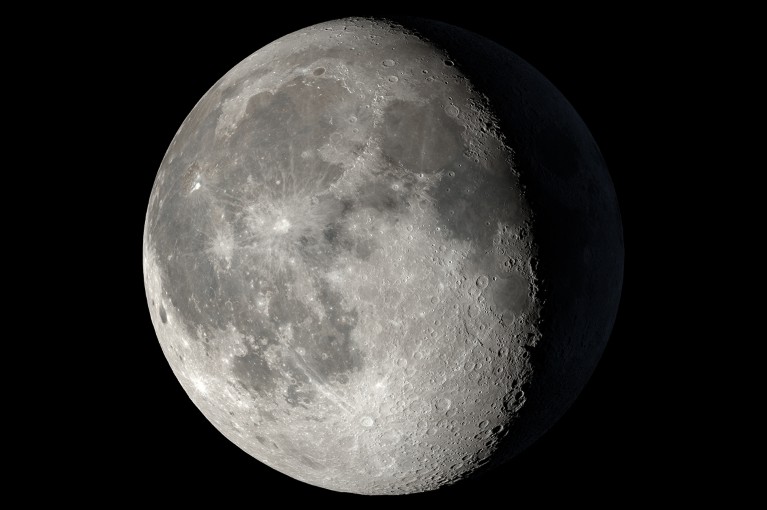 The Moon pictured in the waning gibbous phase.