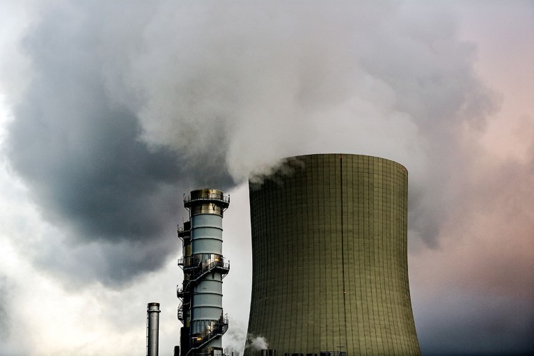 Steam comes out of a cooling tower of a gas-fired power plant in Lingen, Germany.