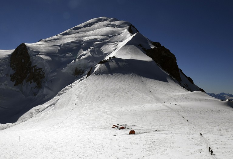 The "Col du Dome" (4304 m) glacier in Chamonix, eastern France.