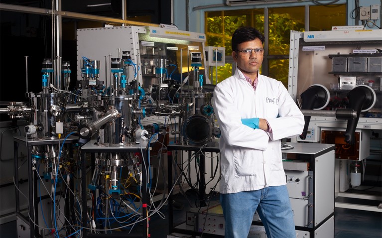 Dinesh Kabra stands in his lab in Mumbai.