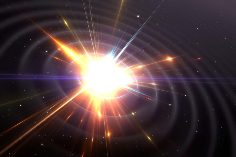 3D illustration of gravitational waves from a core-collapse supernova explosion
