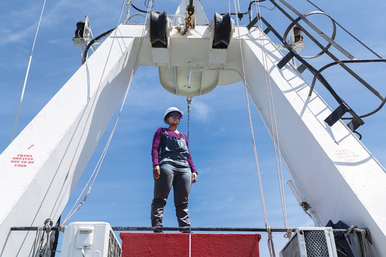 Zoleka Filander pictured aboard the research ship RV Algoa.