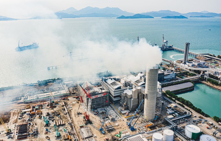 Smoke billows from a coal-fired power station on Lamma Island, Hong Kong.