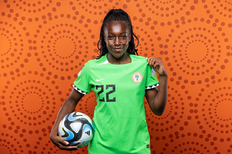 Michelle Alozie of Nigeria poses during the FIFA Women's World Cup 2023 portrait session.