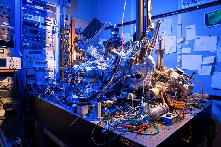 A scanning tunneling microscope at IBM Research Almaden campus in San Jose, California, USA.
