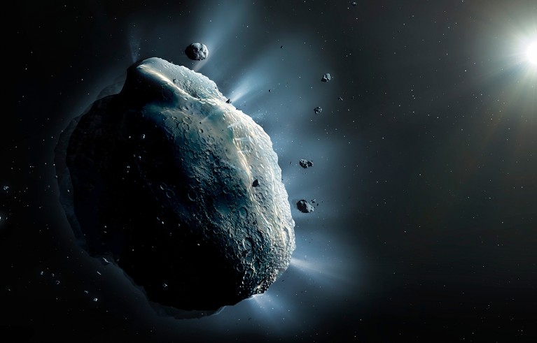 Artwork of the asteroid 3200 Phaethon. Phaethon is an Apollo asteroid.