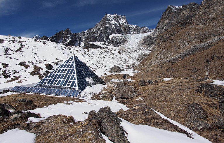 Ev-K2-CNR aka Italian Pyramid, a high-altitude scientific research center located near Mount Everest in the Khumbu Region of Nepal.